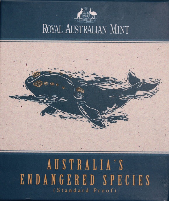 1996 Australia's Endangered Species Southern Right Whale $10 Silver Coin