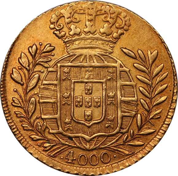 1821 Brazil João VI Gold 4000 Réis Coin EF