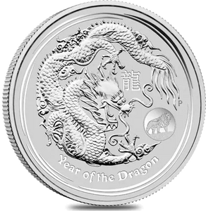 2012 Lunar Year of the Dragon 1oz Silver Coin w/ Lion Privy Mark