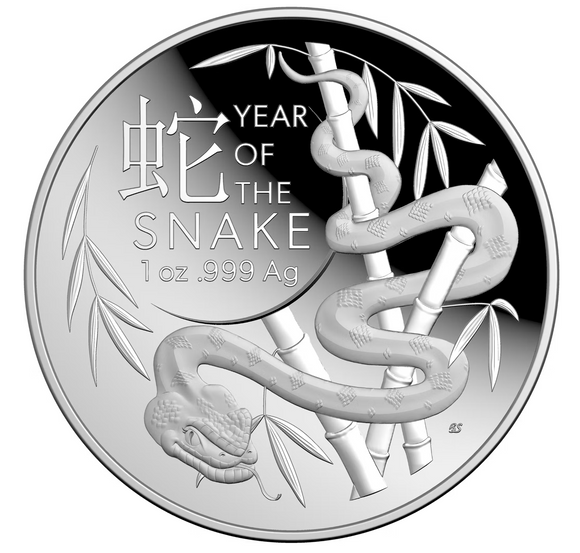 Year of the Snake 2025 $5 1oz Fine Silver Proof Domed Coin 