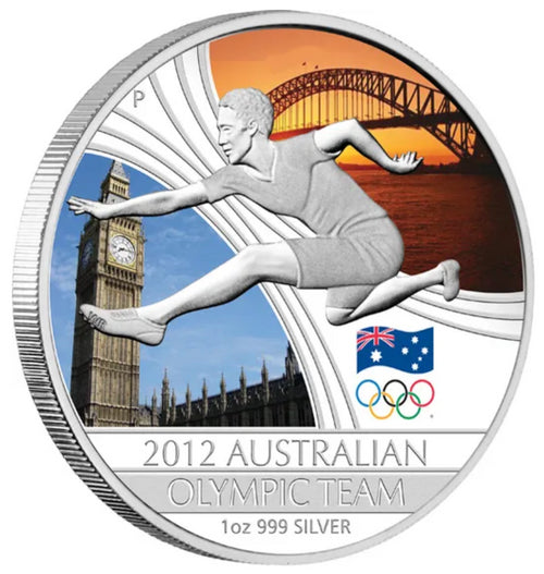 2012 $1 Australian Olympic Team 1oz Silver Coloured Proof Coin