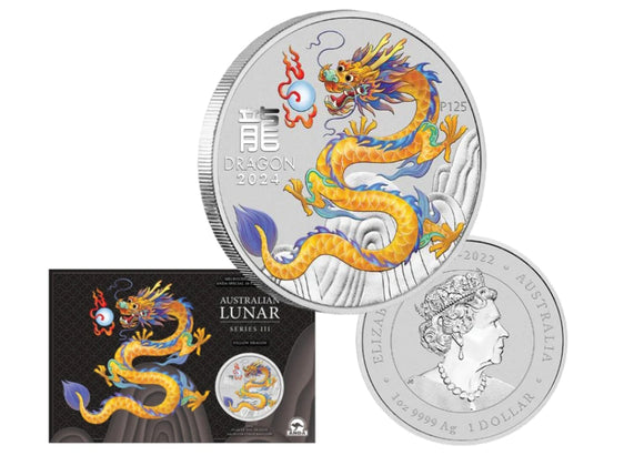 2024 Melbourne ANDA Money Expo Year of the Dragon 1oz Silver Coin in Card