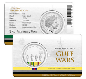 2016 50c Australia At War Gulf Wars Coloured Uncirculated Coin