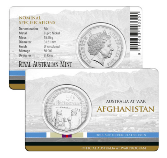 2016 50c Australia At War Afghanistan Uncirculated Coin