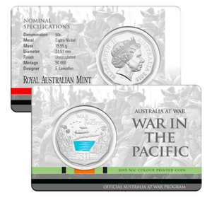 2015 50c Australia At War War In The Pacific Coloured Uncirculated Coin