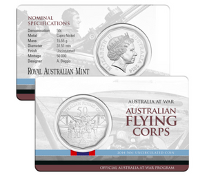 2014 50c Australia At War Australian Flying Corps Uncirculated Coin