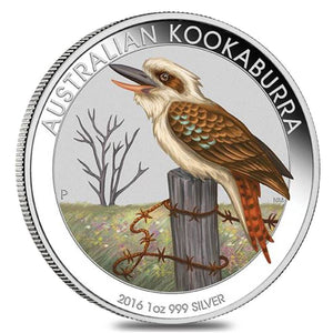 2016 $1 World Money Fair Berlin Australian Kookaburra 1oz Silver Coloured Proof Coin