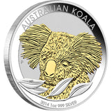 2014 Gilded Koala 1oz Silver Coin