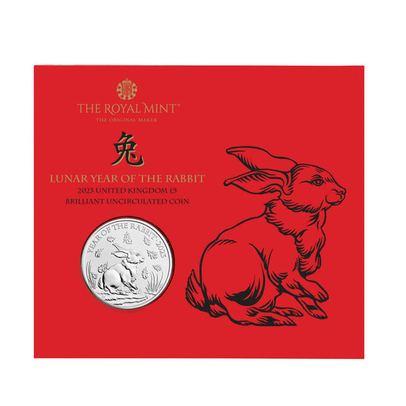 GB 2023 Lunar Year of the Rabbit 5 Pound Brilliant Uncirculated Coin