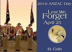 Anzac Day 2016 $1 Coin in Card