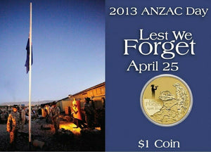 Anzac Day 2013 $1 Coin in Card