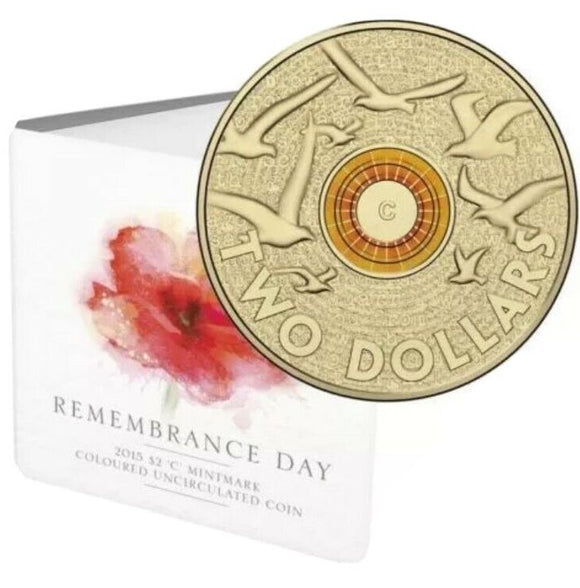 2015 $2 Remembrance C Mintmark Coin in Mint Card