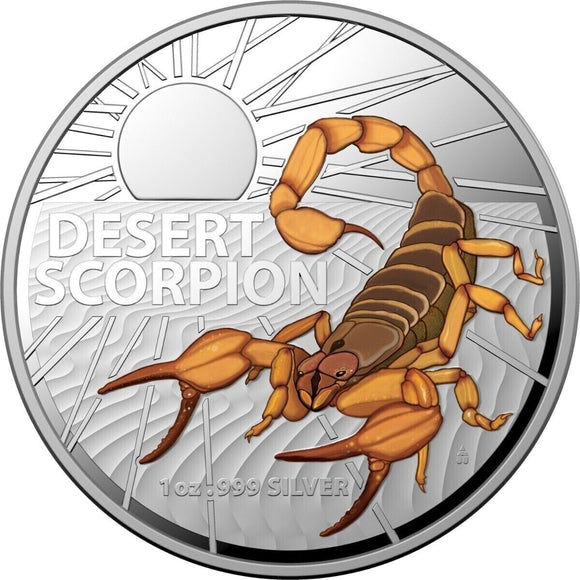 2023 Australia's Most Dangerous Desert Scorpion 1oz Silver Coloured Proof Coin