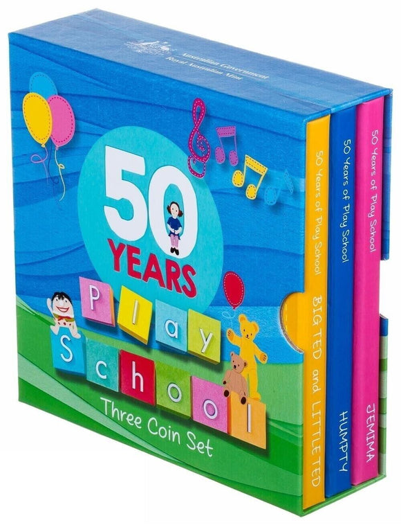 2016 50th Anniversary of Play School 50c Coloured 3 Coin Box Set