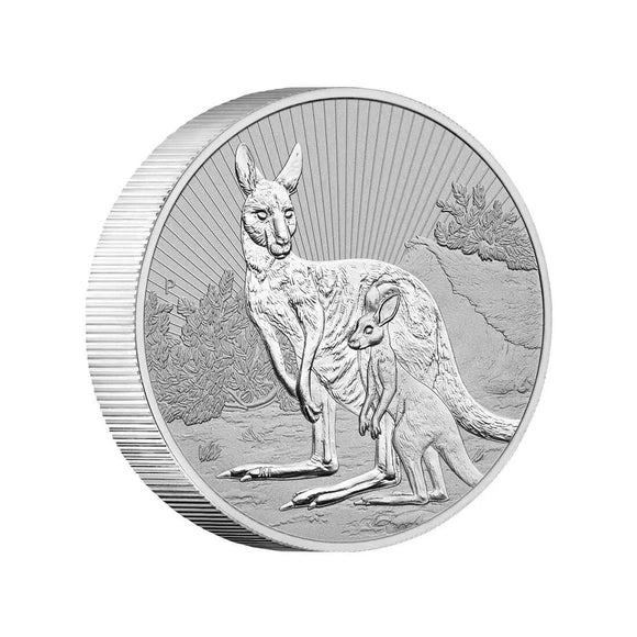 2023 Mother and Baby Kangaroo 2oz Silver Piedfort Coin