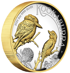 2023 Australian Kookaburra 2oz Silver Proof High Relief Gilded Coin