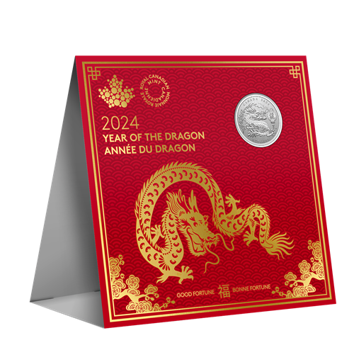 Canada 2024 Lunar Year of The Dragon 1/4oz Fine Silver $8 Coin in Card