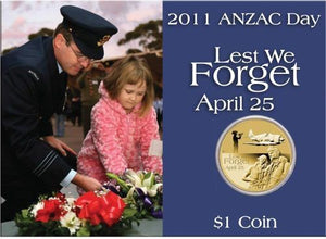 Anzac Day 2011 $1 Coin in Card