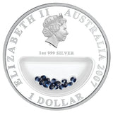 2007 $1 Treasures of Australia Sapphires 1oz Silver Proof Coin