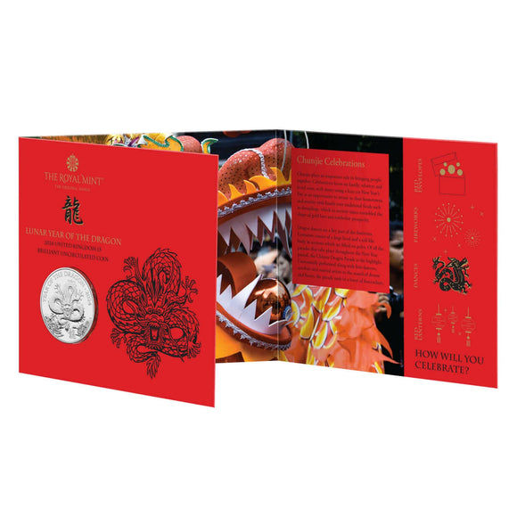 2024 GB Lunar Year of the Dragon £5 Brilliant Uncirculated Coin
