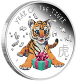 2022 Baby Tiger 1/2oz Silver Proof Coloured Coin