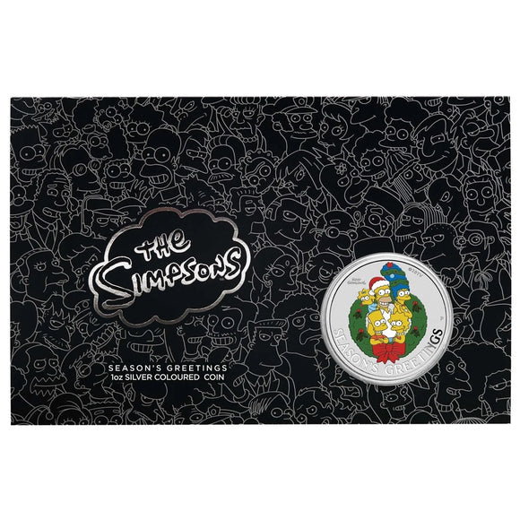 2022 The Simpsons Season’s Greetings 1oz Silver Coloured Coin in Card