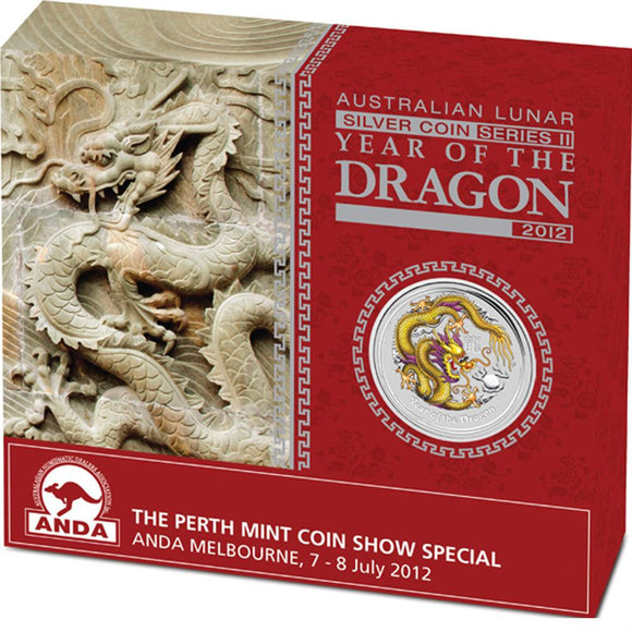 2012 Melbourne ANDA Lunar Year of the Dragon 1oz Silver Proof Coin