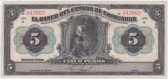 1913 Mexico-Chihuahua 5 Pesos gEF