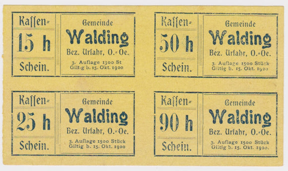 1920 Austria 15, 25, 50 and 90 Heller Set UNC