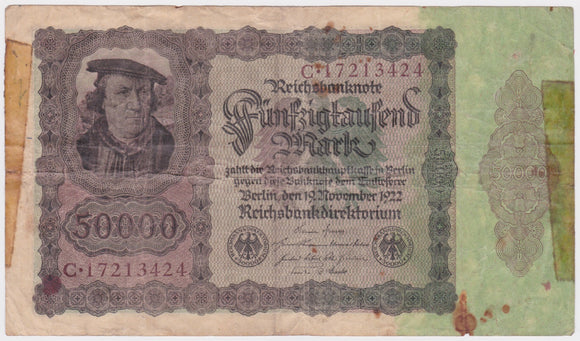 1922 Germany 50000 Mark Fine