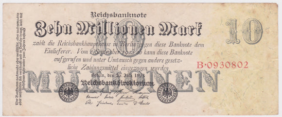 1923 Germany 10 Million Mark VF