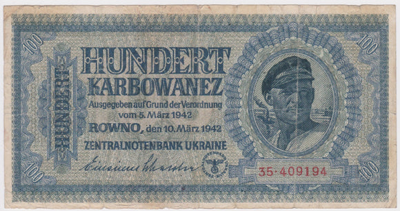 1942 Ukraine 100 Karbowanez aVG