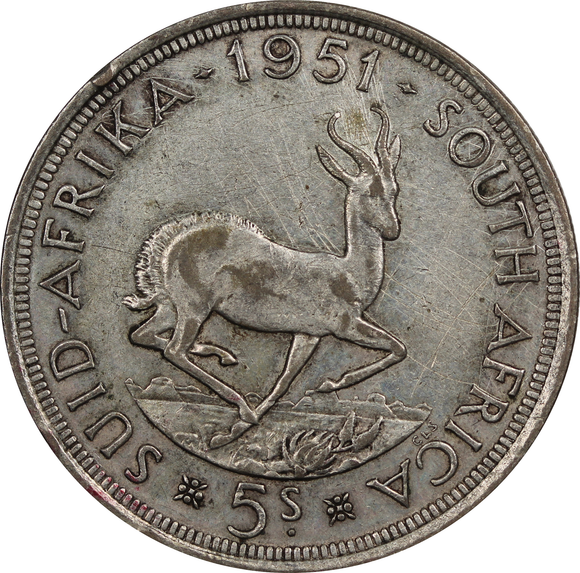 South Africa 1951 5 Shillings Circulated