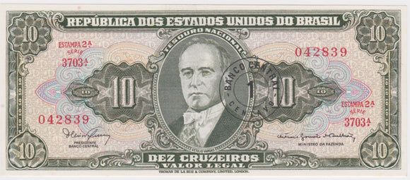 1962 (No date) Brazil 10 Cruzeiros UNC