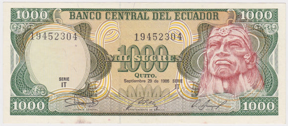 1986 Ecuador 1000 Sucres aUNC