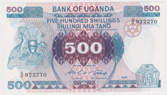 1986 Uganda 500 Shillings UNC