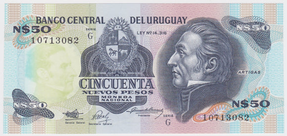 1988-1990 (No date) Uruguay 50 Nuevos Pesos UNC