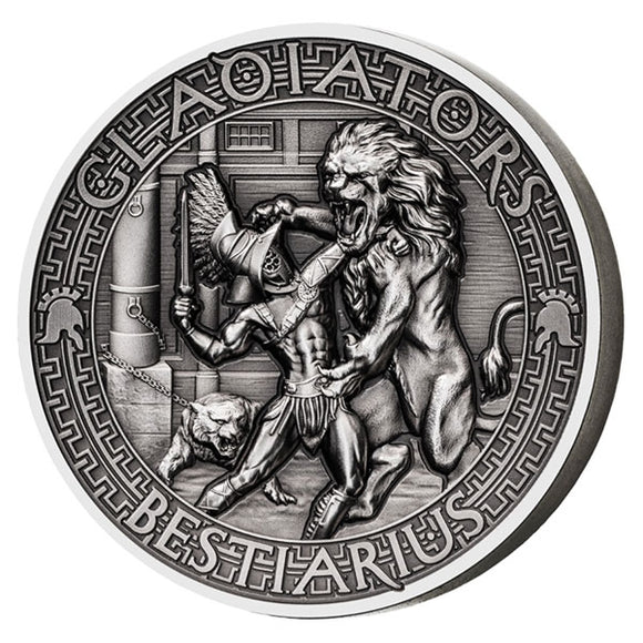 2017 Gladiators Bestiarius 2oz Antiqued Silver Coin