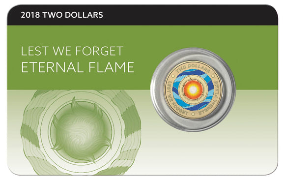 2018 $2 Lest We Forget Eternal Flame Carded