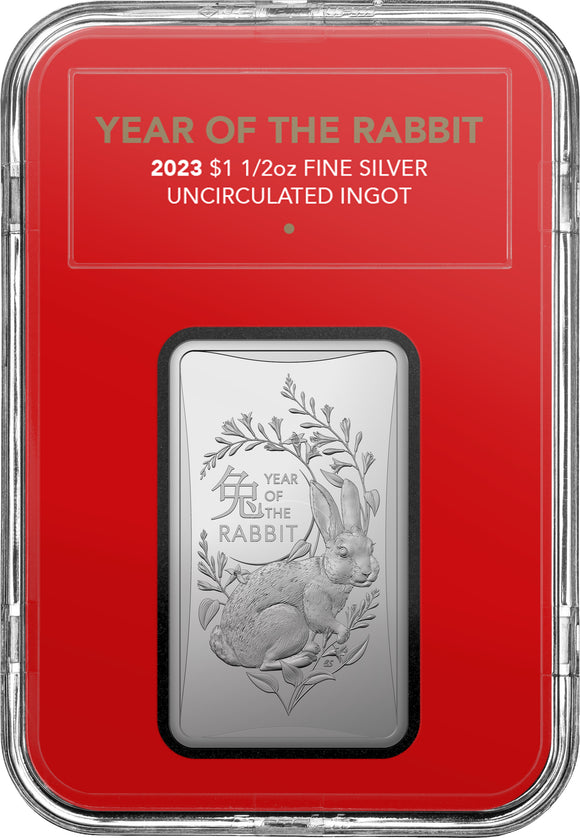 2023 Lunar Year of the Rabbit $1 1/2oz Silver Rectangular Coin