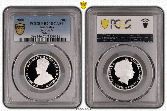 2000 20c George V Portrait Silver Coin PR70DCAM