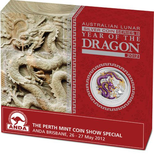 2012 Brisbane ANDA Lunar Year of the Dragon 1oz Silver Proof Coin