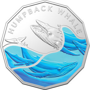 2023 50c Coloured Humpback Whale Coin in Card