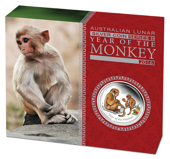 2016 1/2oz Silver Year of the Monkey Coloured Proof Coin