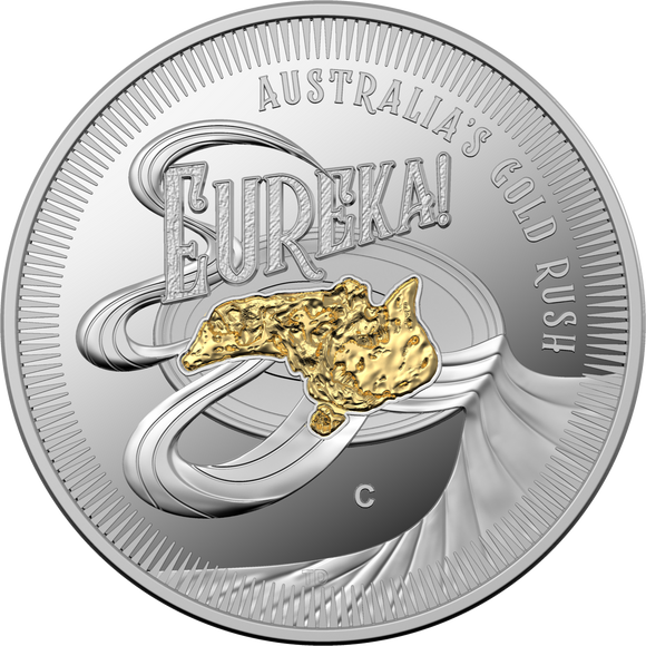 2020 $1 C Mint Mark Gold Plated Silver Proof Eureka Gold Rush