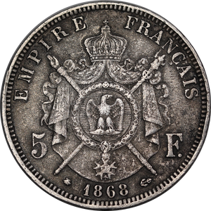 France 1868 5 Francs VF
