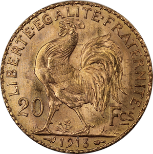 France 1913 20 Francs Gold aUNC