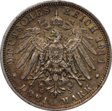 German States Bavaria 1911D 3 Mark gVF
