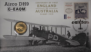 2019 Airco DH9 G-EAQM Centenary of First England to Australia Flight $1 PNC