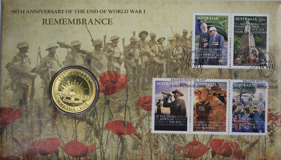 2008 90th Anniversary of End of WWI Remembrance $1 PNC